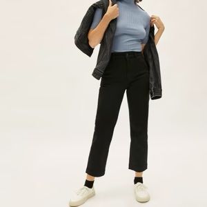 Everlane Cropped straight black jeans - wide leg high waisted